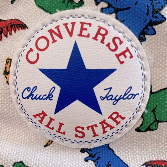 Converse Sneakers Dinoverse High Top All Star White Red Junior Boys Size 3 - Picture 10 of 11